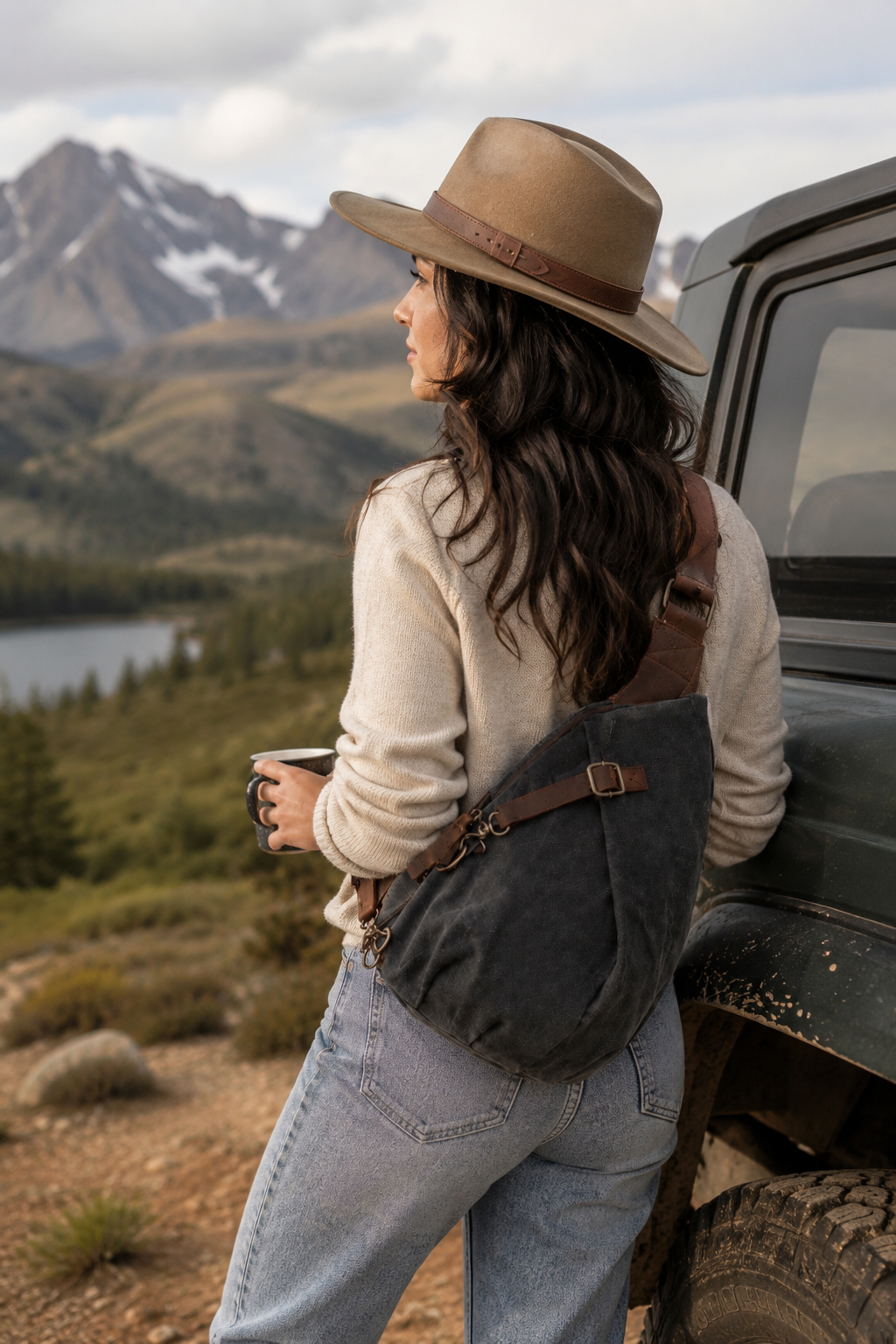 Waterproof Waxed Canvas Sling Backpack (Dumpling Bag Energy)