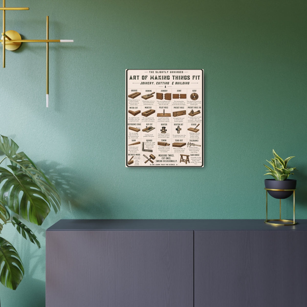 Art of Making Things Fit metal art sign | Woodworking joinery poster