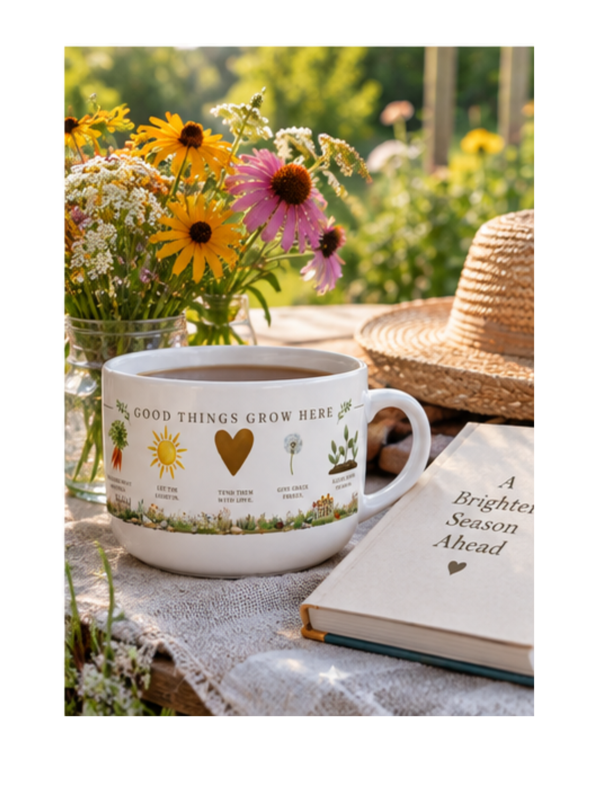 Gardening Mug for Garden Lovers, 25 oz Coffee Mug, Gardener Gift, Good Things Grow Here Mug, Cottage Garden Gi
