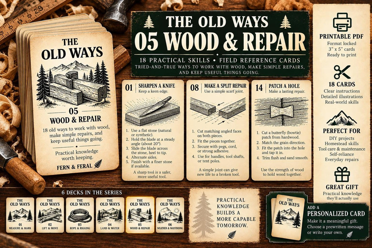 The Old Ways 05: Wood and Repair | Printable DIY Field Reference | Traditional Repair and Woodworking Skills | Fix It Guide | Digital PDF