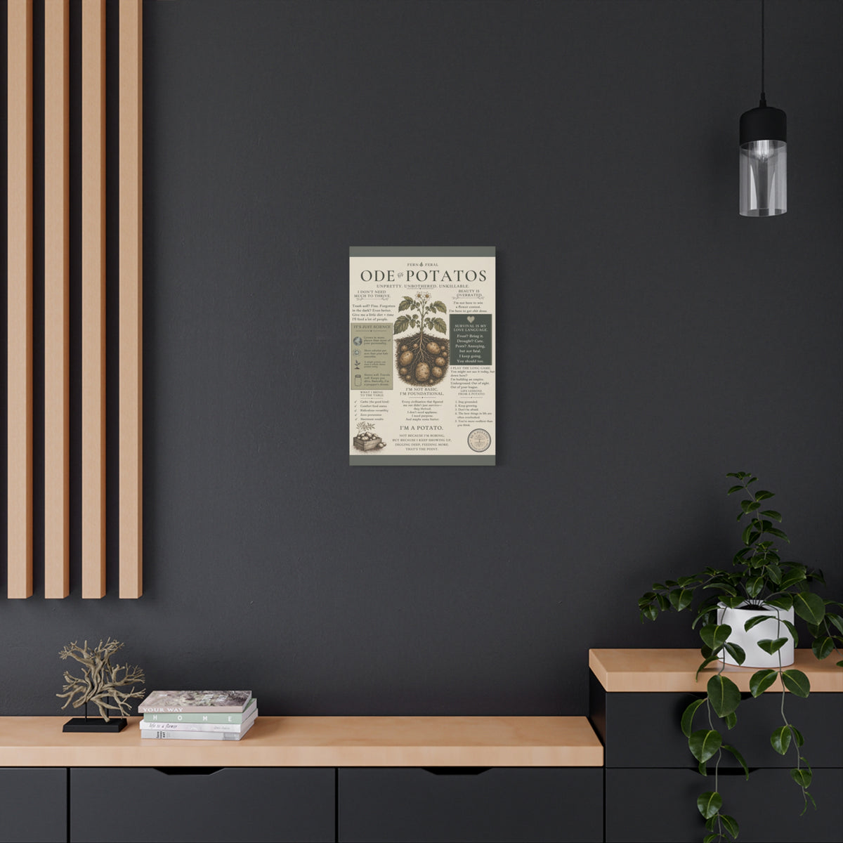 Ode to Potatoes canvas print | botanical potato art, kitchen wall decor