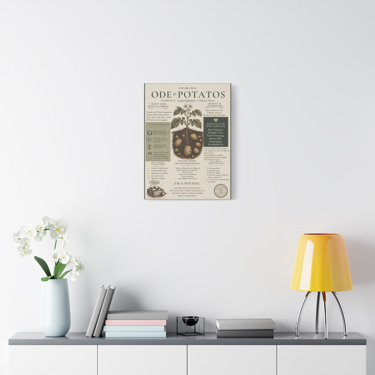 Ode to Potatoes canvas print | botanical potato art, kitchen wall decor