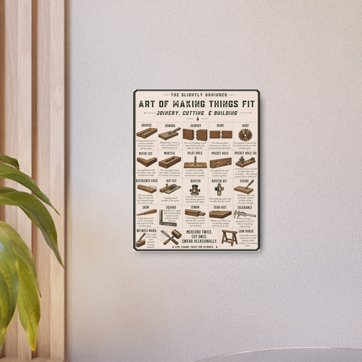 Art of Making Things Fit metal art sign | Woodworking joinery poster