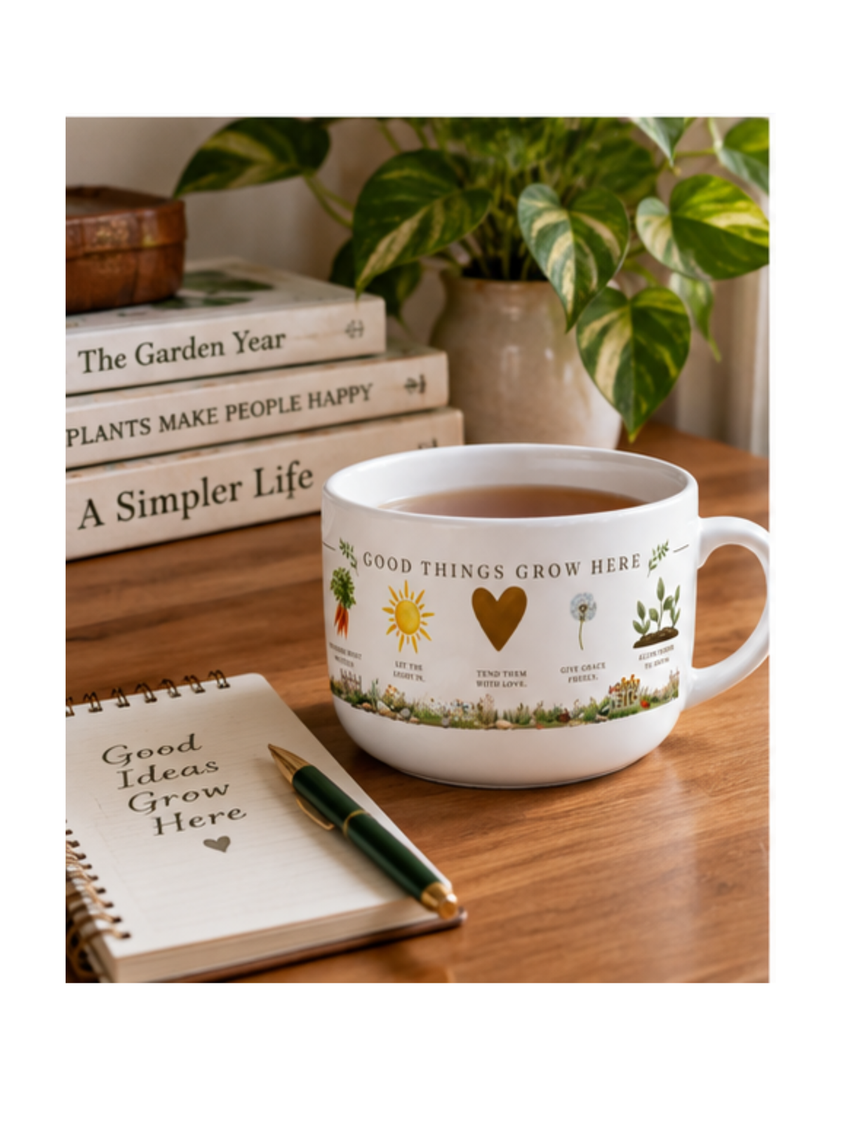 Gardening Mug for Garden Lovers, 25 oz Coffee Mug, Gardener Gift, Good Things Grow Here Mug, Cottage Garden Gi
