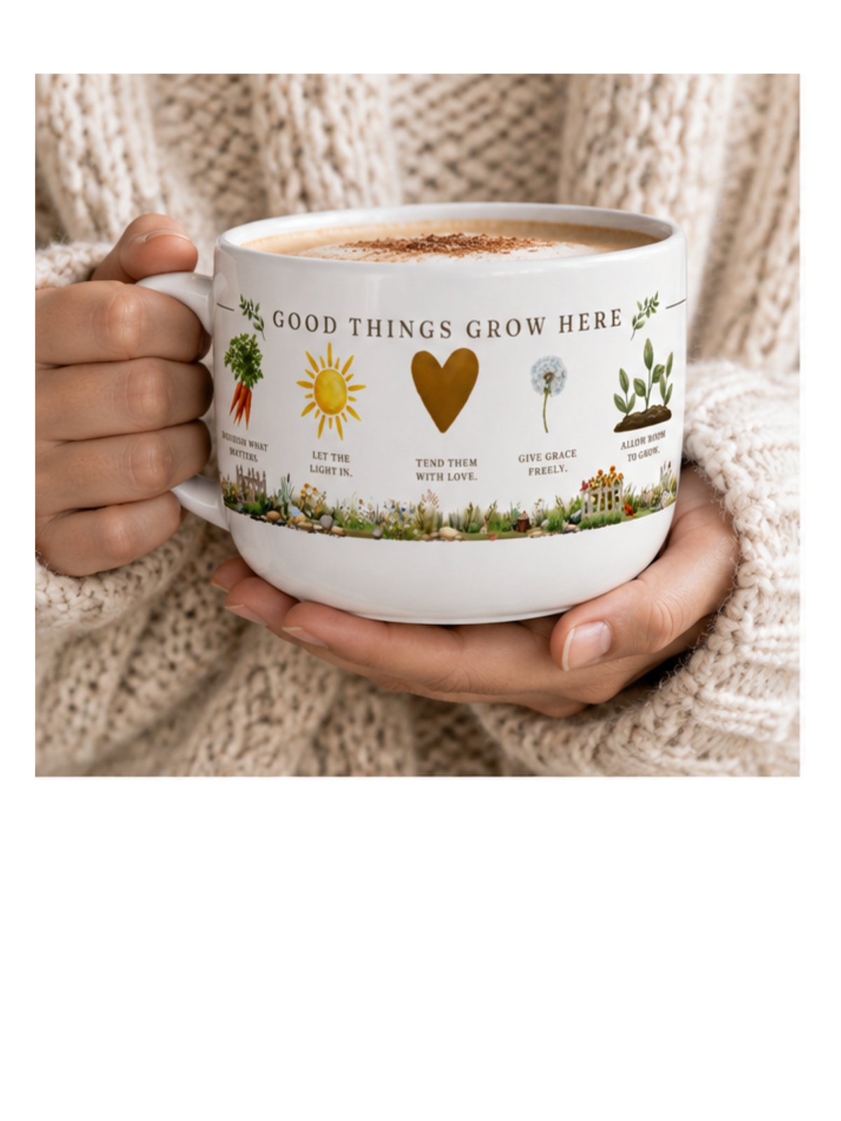 Gardening Mug for Garden Lovers, 25 oz Coffee Mug, Gardener Gift, Good Things Grow Here Mug, Cottage Garden Gi