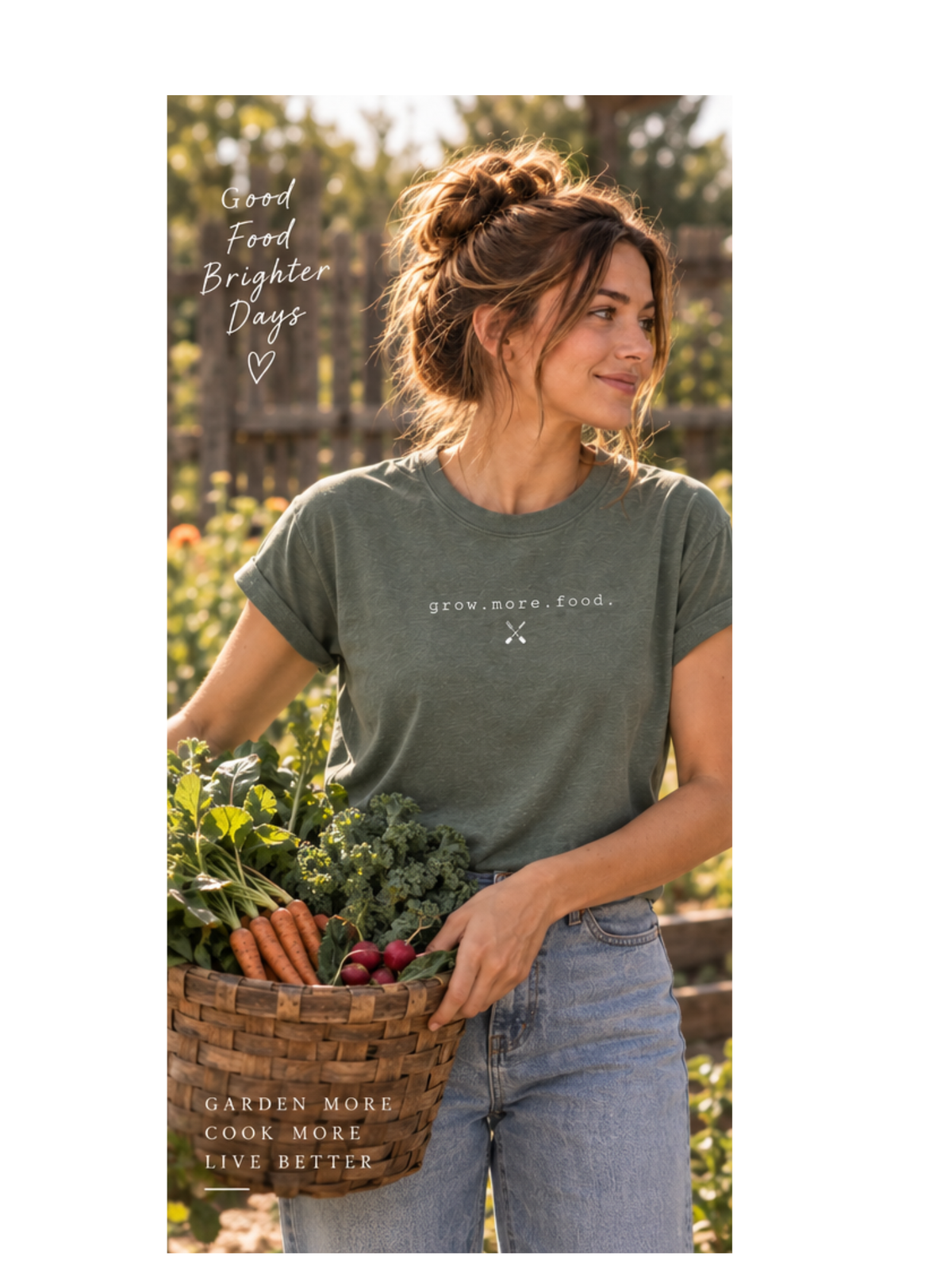 Grow More Food Shirt, Vintage Washed Garden T Shirt, Gardener Homestead Tee