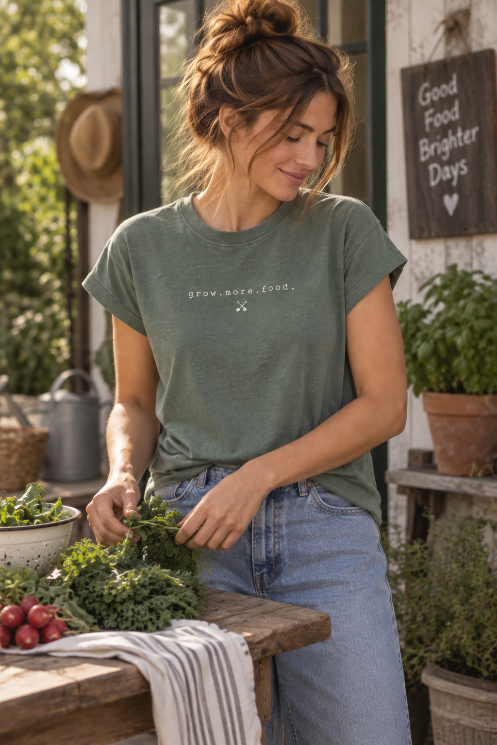 Grow More Food Shirt, Vintage Washed Garden T Shirt, Gardener Homestead Tee