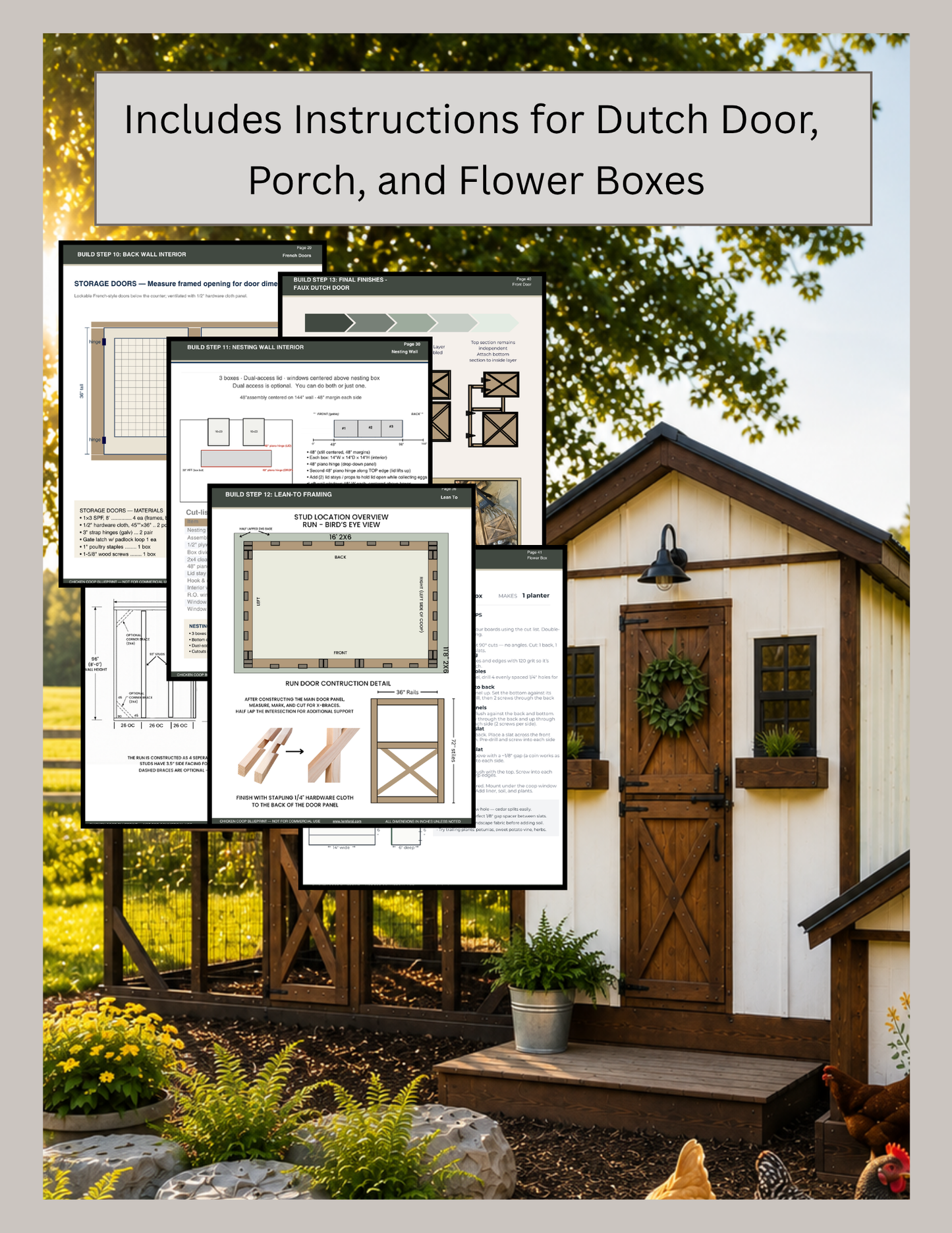 8x12 Walk-In Chicken Coop Plans with 12x16 Run | DIY Coop Blueprint | Greenhouse Shed or She Shed Conversion | Fern & Feral