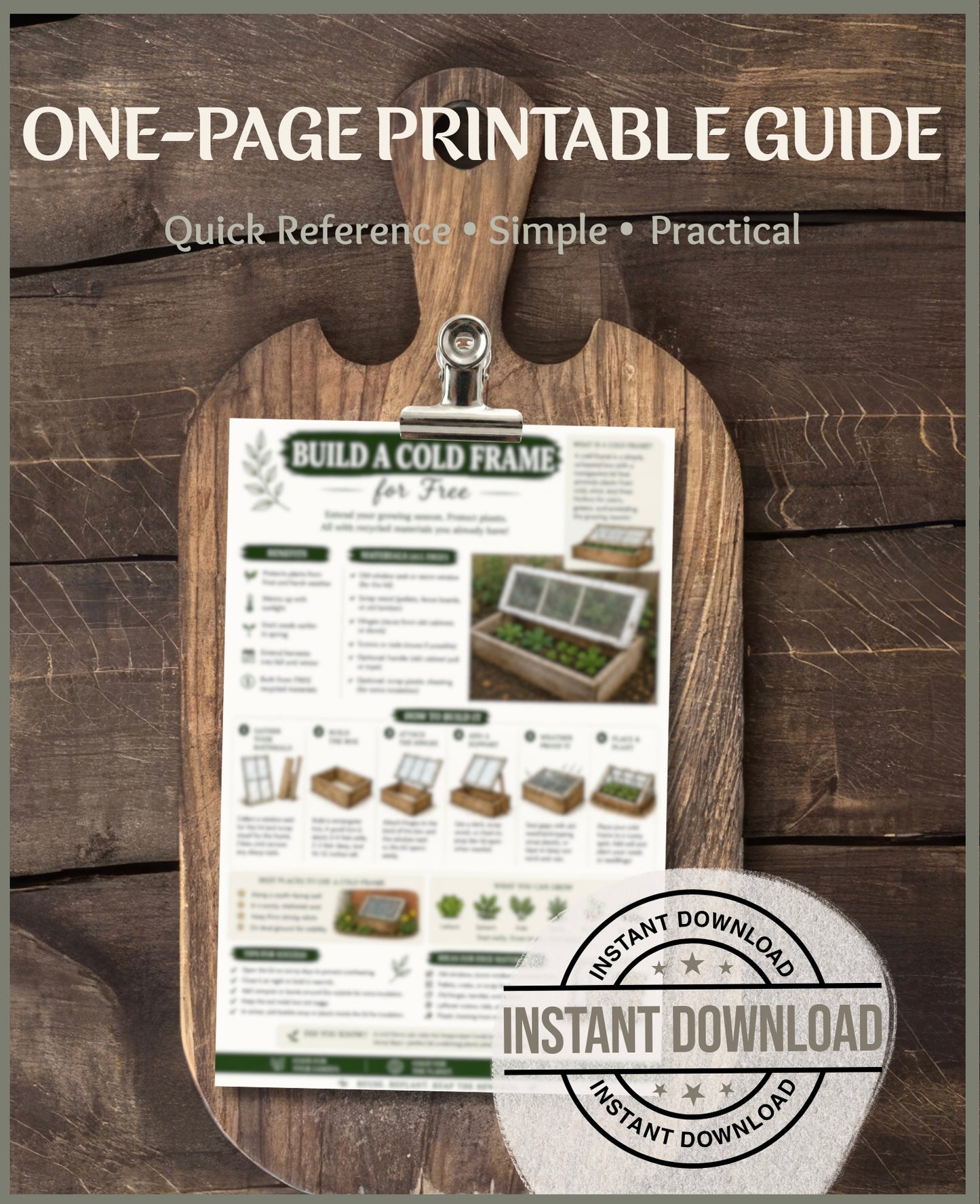 Build a Cold Frame for Free Printable Guide | DIY Cold Frame Plans PDF | Season Extension Gardening | Instant Download