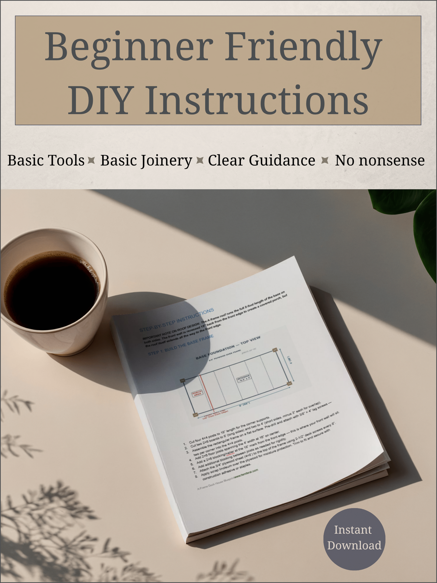 DIY Duck House Plans (8x4 A-Frame) – Beginner-Friendly Blueprint with Step-by-Step Instructions, Materials List & Cut Guide