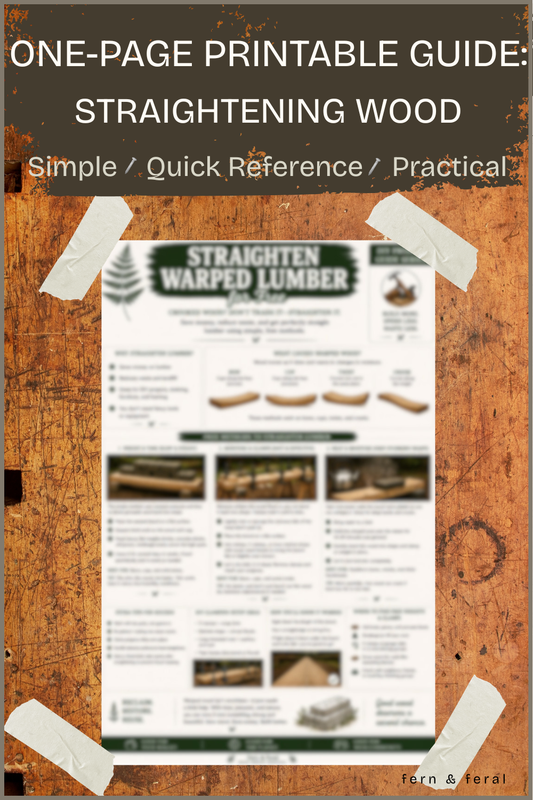 Straighten Warped Lumber Printable Guide | Woodworking Tips PDF | DIY Lumber Repair Cheat Sheet | Workshop Reference Guide