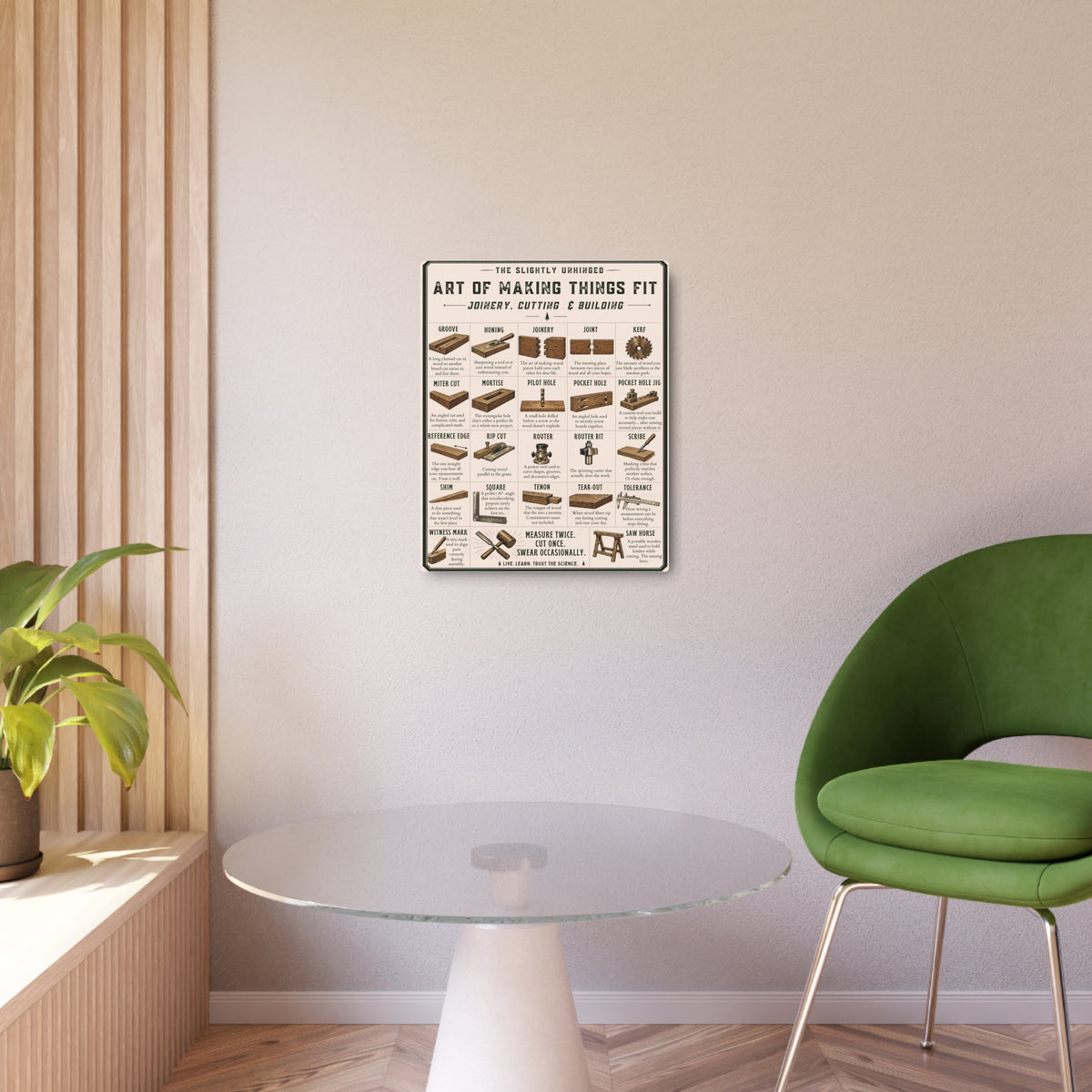 Art of Making Things Fit metal art sign | Woodworking joinery poster