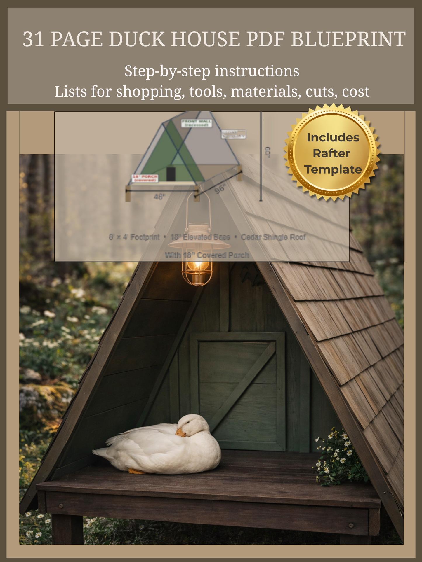 DIY Duck House Plans (8x4 A-Frame) – Beginner-Friendly Blueprint with Step-by-Step Instructions, Materials List & Cut Guide
