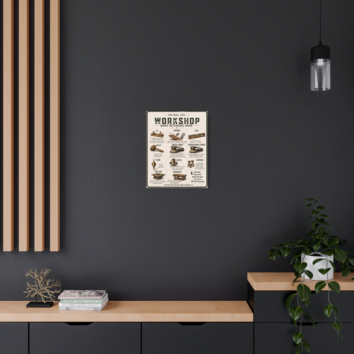 Workshop Tools Reference Metal Art Sign | Woodworking Decor