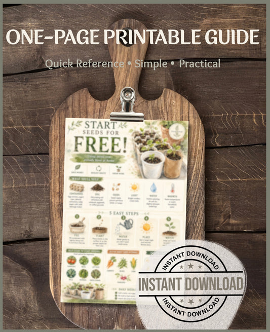 Starting Seeds for Free Printable Guide | Seed Starting Cheat Sheet PDF | Beginner Gardening | Garden Planner | Instant Download