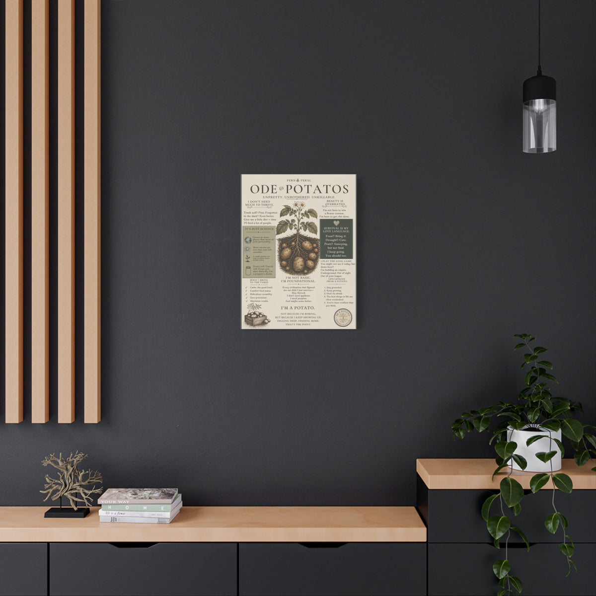 Ode to Potatoes canvas print | botanical potato art, kitchen wall decor
