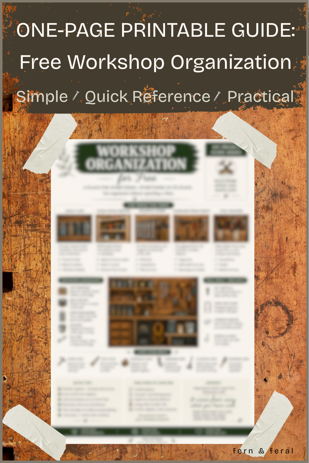 Workshop Organization for Free Printable Guide | DIY Workshop Storage Ideas PDF | Garage Organization Cheat Sheet | Instant Download