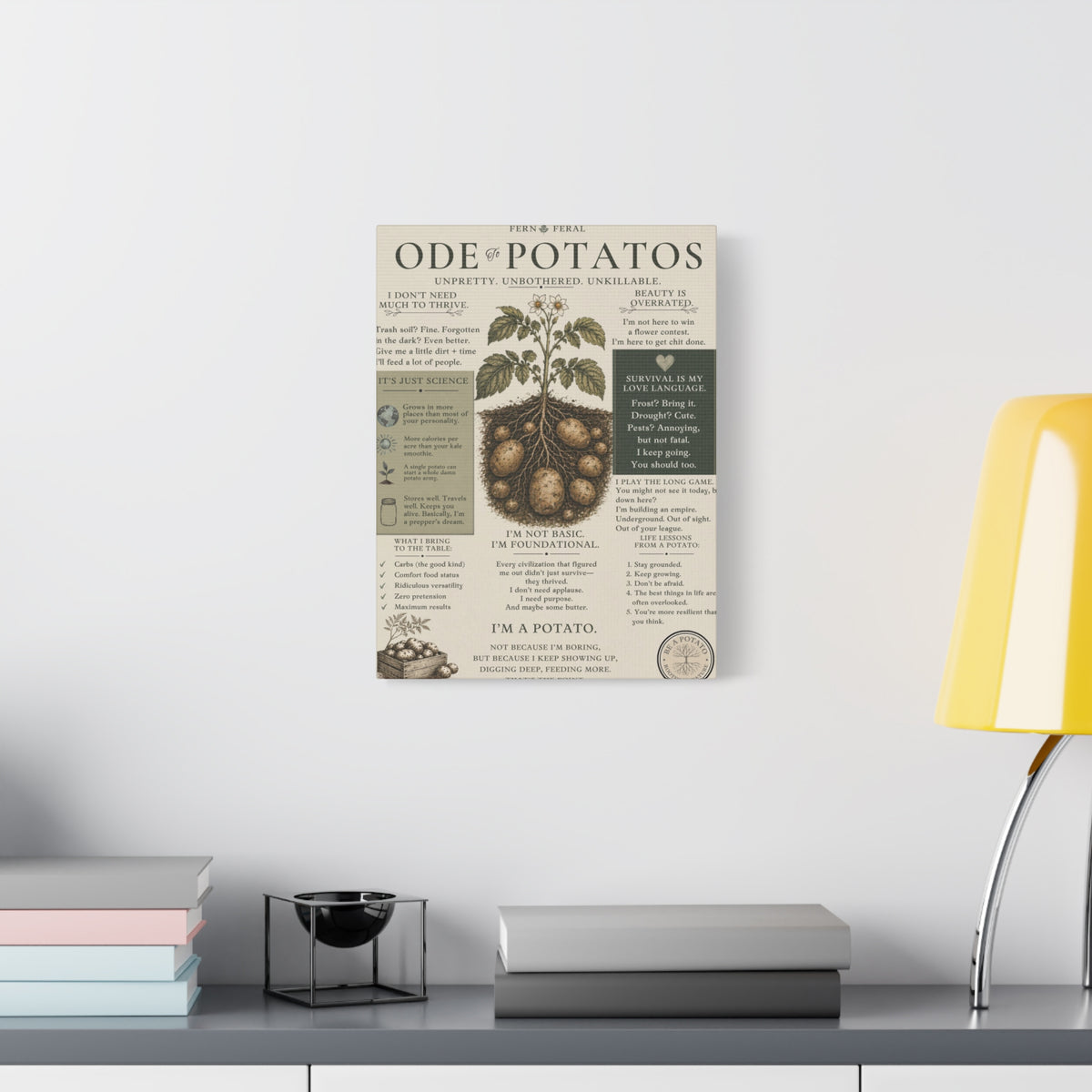 Ode to Potatoes canvas print | botanical potato art, kitchen wall decor