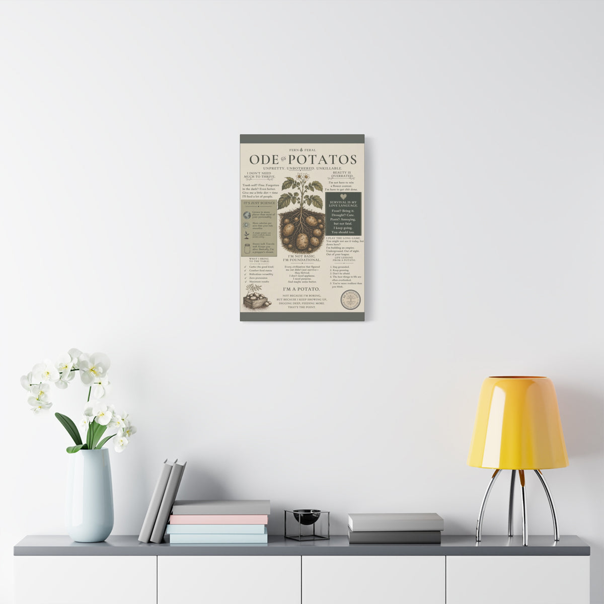 Ode to Potatoes canvas print | botanical potato art, kitchen wall decor