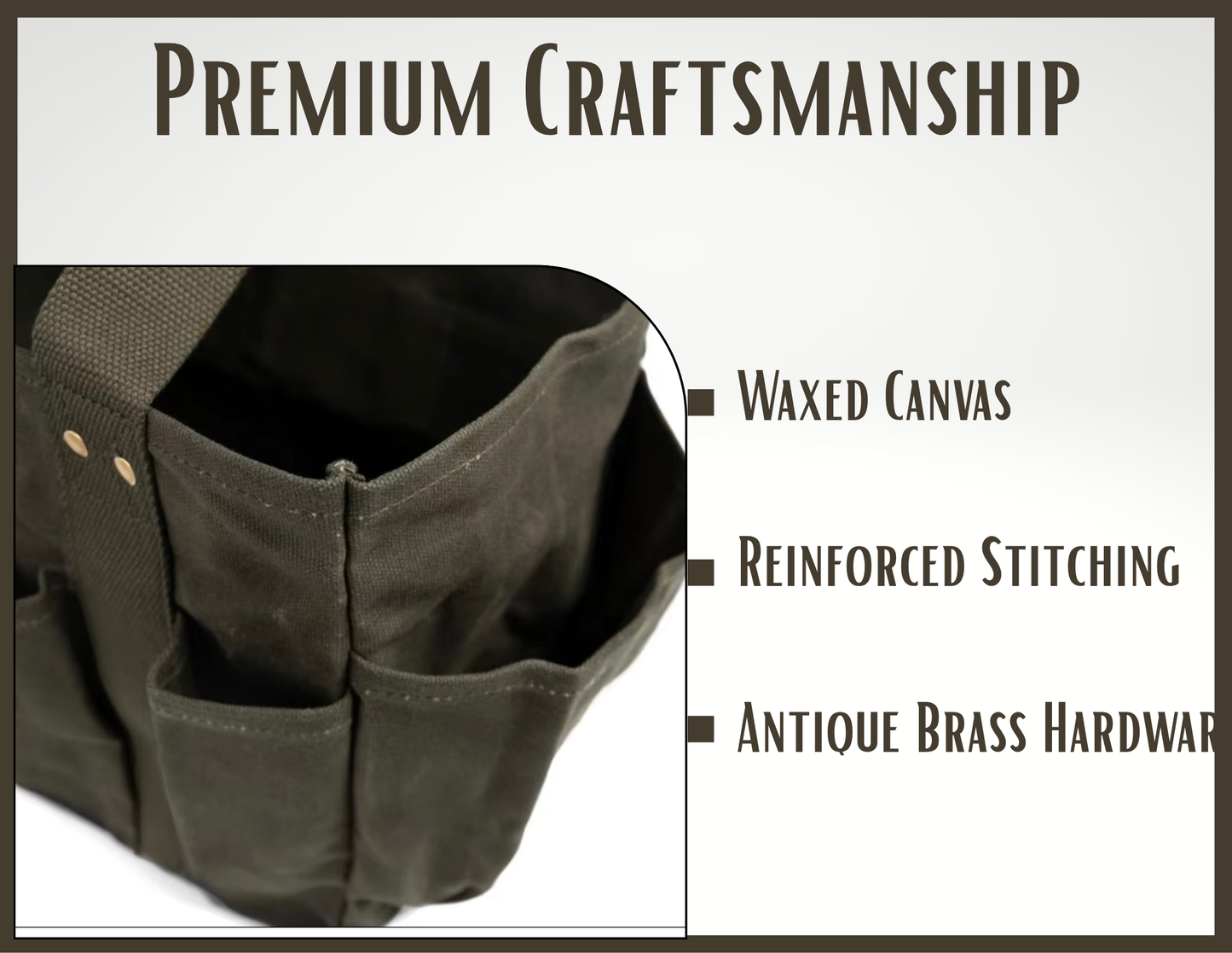 Personalized Waxed Canvas Tote Bag, Garden Tool Bag & Utility Caddy, Custom Leather Patch Organizer, Gardener Handyman Gift