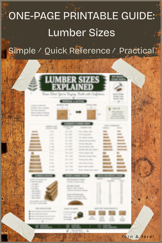 Lumber Sizes Explained Printable Guide | Nominal vs Actual Wood Dimensions PDF | Woodworking Cheat Sheet | Shop Reference