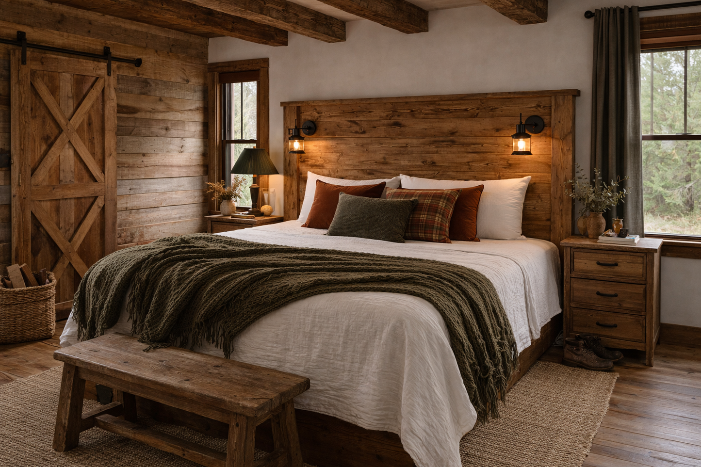 DIY Rustic Headboard & Bed Frame Plans | Twin Full Queen | Printable Woodworking Plans with Cut List, Shopping List & Step-by-Step Guide