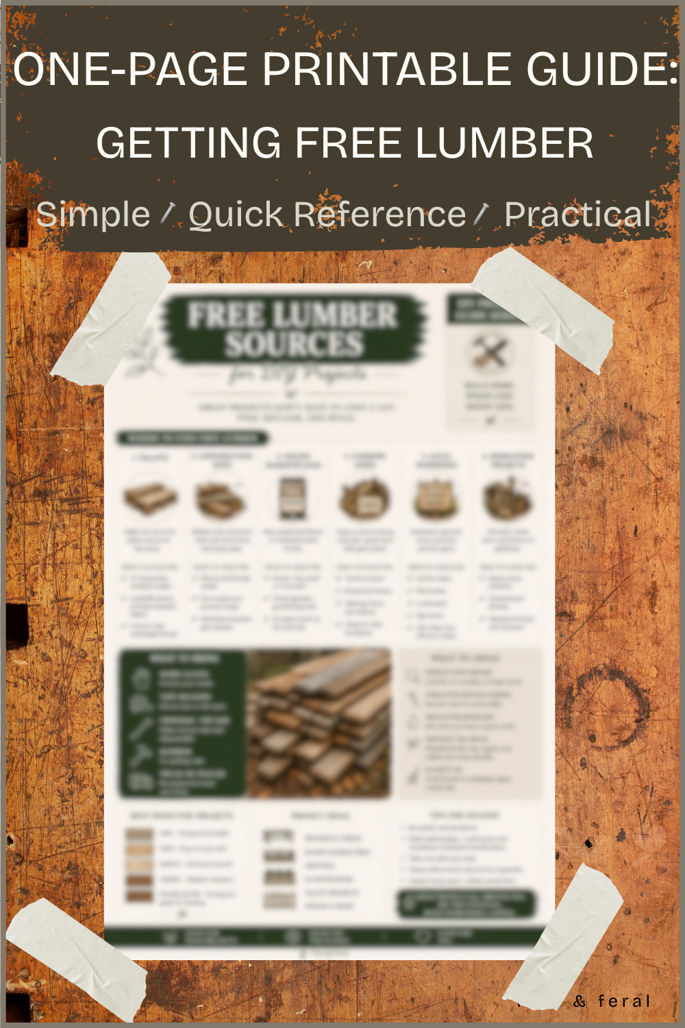 Free Lumber Sources Printable Guide | Reclaimed Wood Cheat Sheet PDF | DIY Woodworking Guide | Budget Building | Instant Download