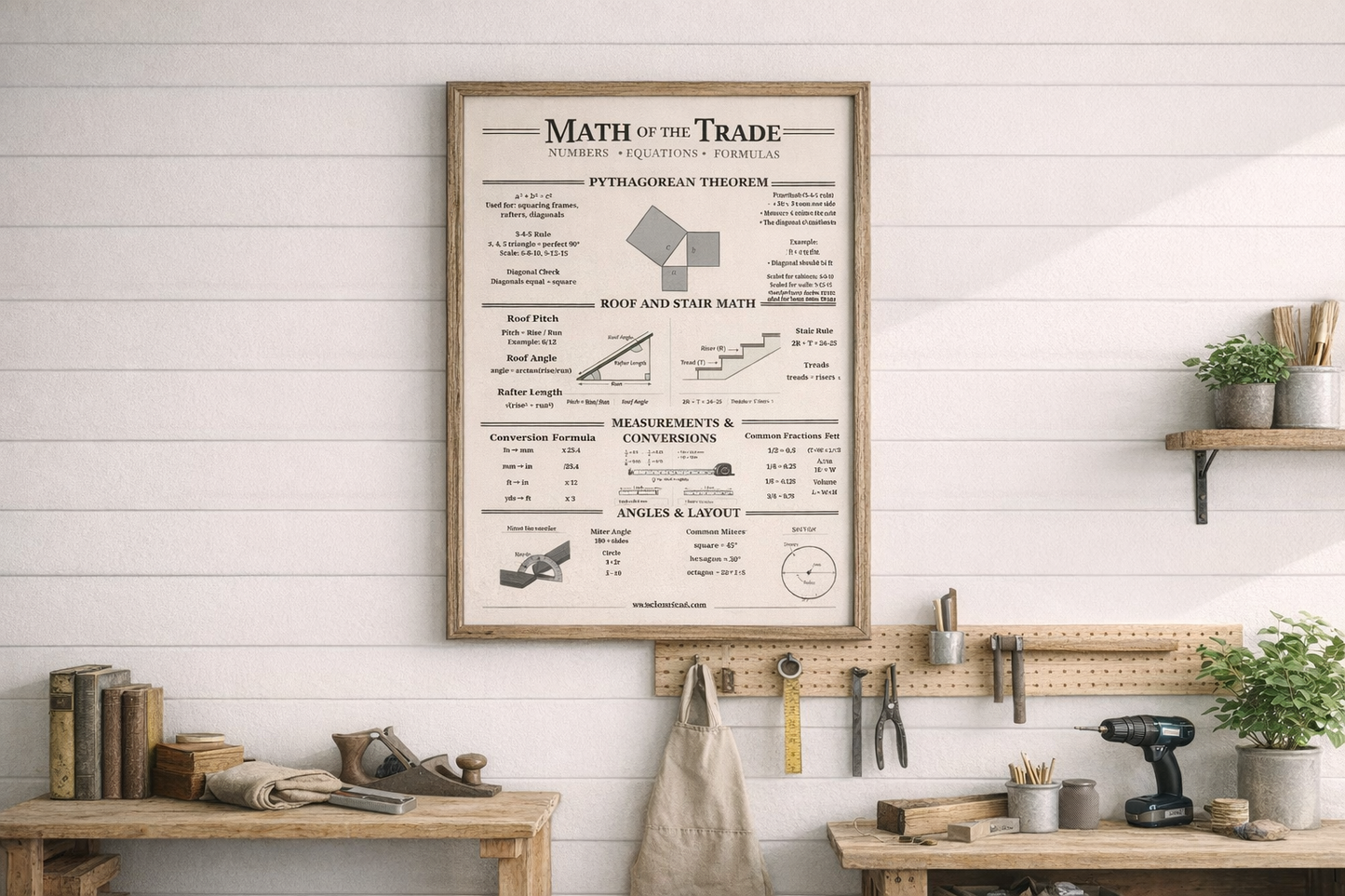 Math of the Trade Poster (Printable) | Woodworking Math, Carpentry Formulas & Layout Guide | 2:3 3:4 4:5