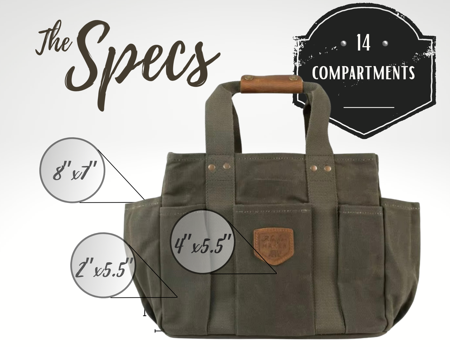 Personalized Waxed Canvas Tote Bag, Garden Tool Bag & Utility Caddy, Custom Leather Patch Organizer, Gardener Handyman Gift