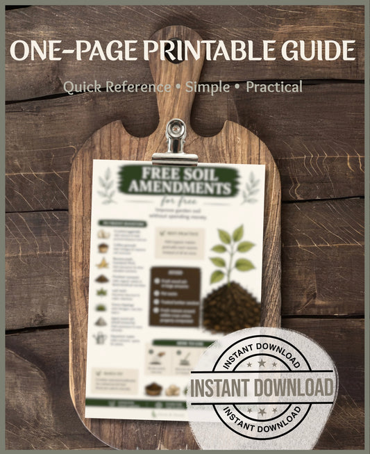Free Soil Amendments Printable Guide | Improve Garden Soil Naturally PDF | Organic Gardening Cheat Sheet | Instant Download