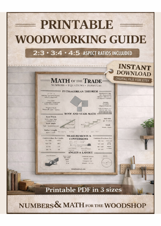 Math of the Trade Poster (Printable) | Woodworking Math, Carpentry Formulas & Layout Guide | 2:3 3:4 4:5