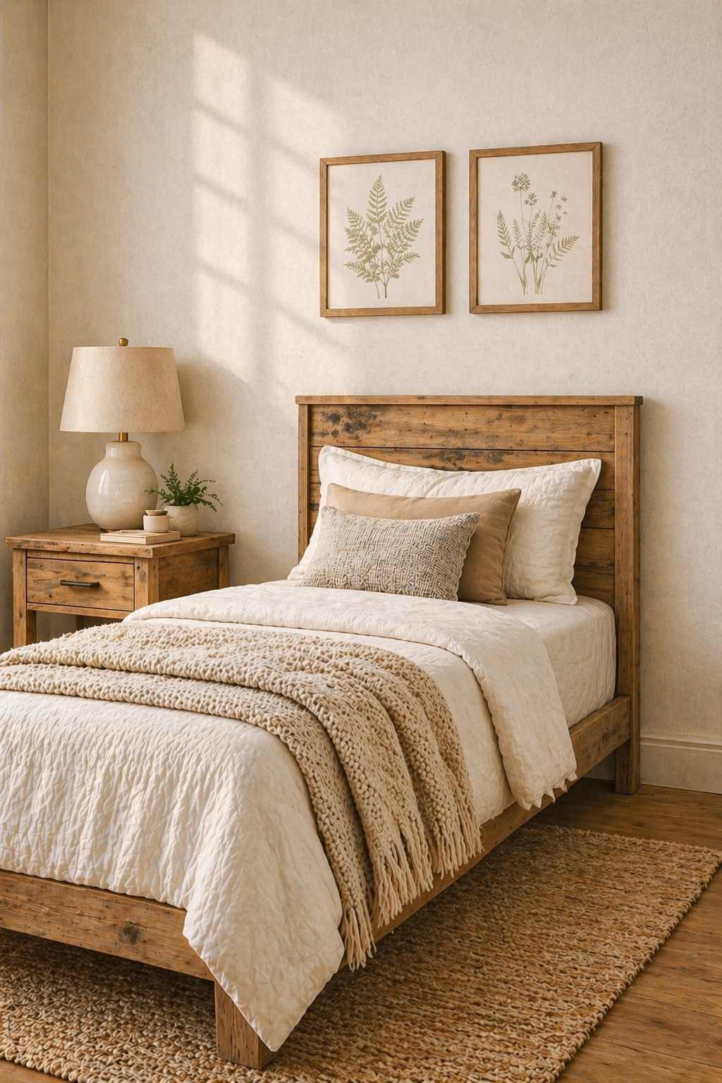 DIY Rustic Headboard & Bed Frame Plans | Twin Full Queen | Printable Woodworking Plans with Cut List, Shopping List & Step-by-Step Guide