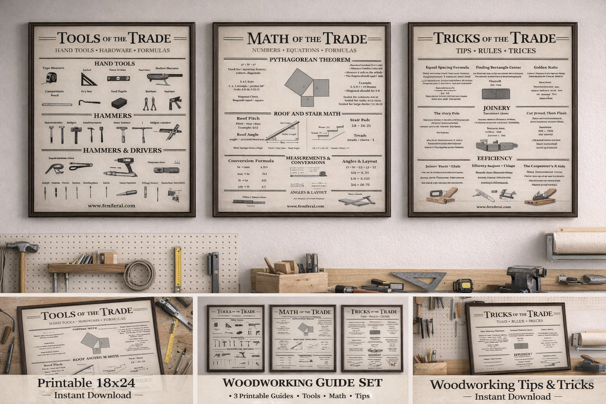 Carpentry Math Formulas Math of the Trade Poster (Printable) | Woodworking Math, Carpentry For ...