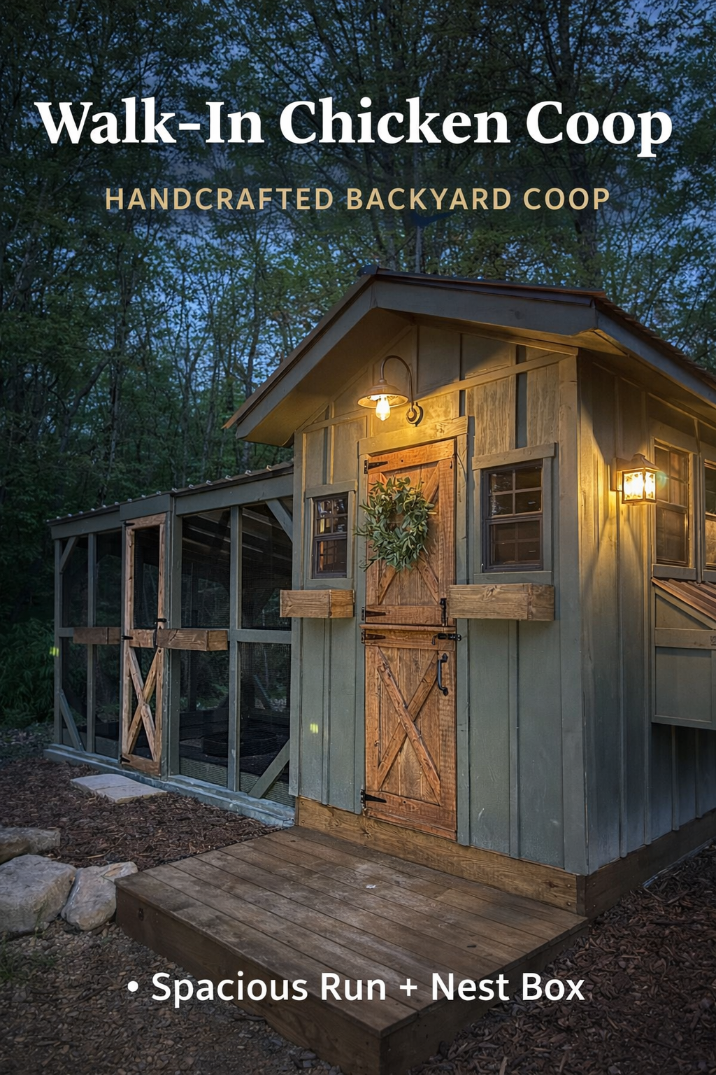 6x8 Chicken Coop Plans + 8x12 Run | DIY Chicken Coop Blueprint | Large Backyard Coop Design with Materials List & Cut List