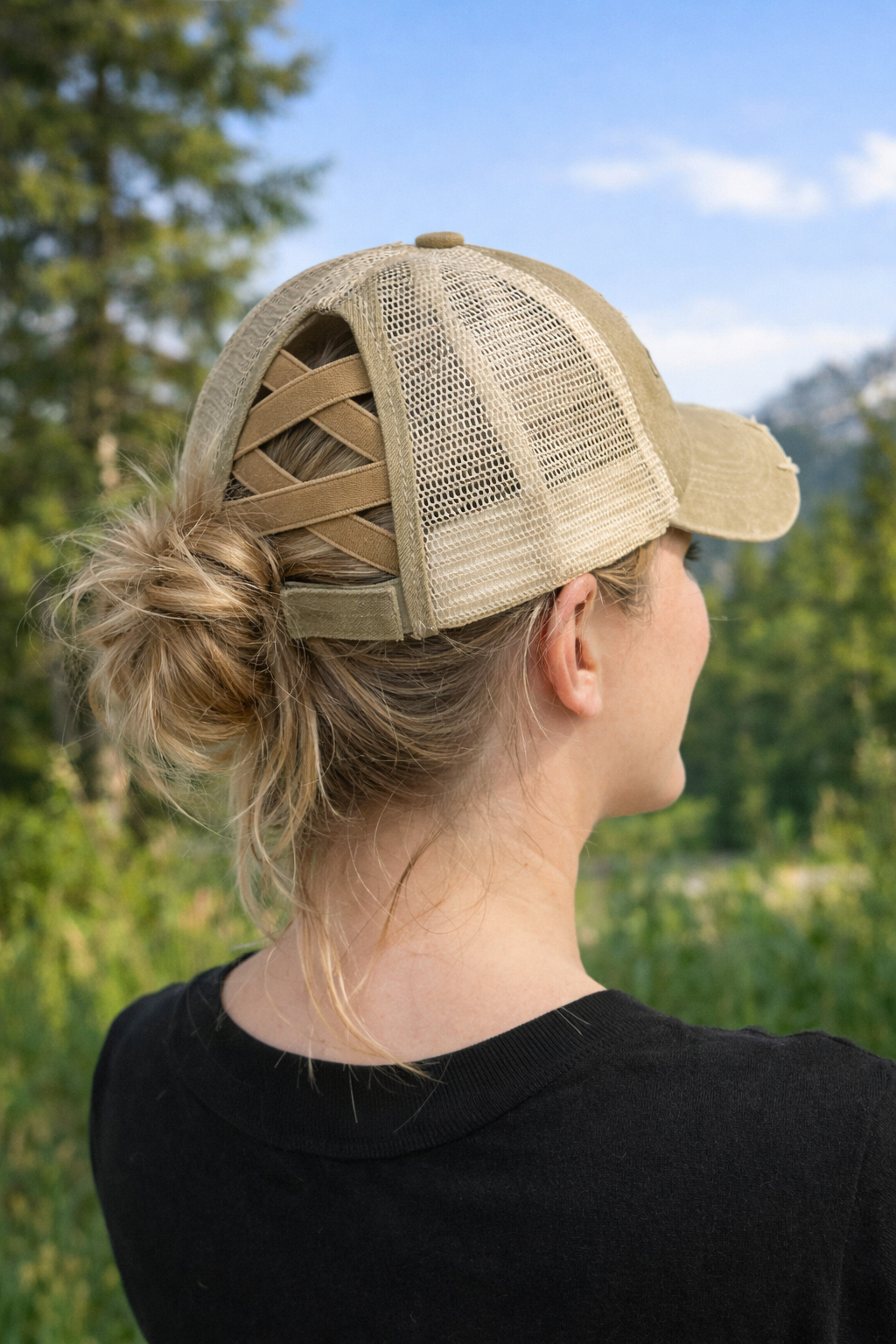Women’s Distressed Trucker Hat (High Ponytail Approved)