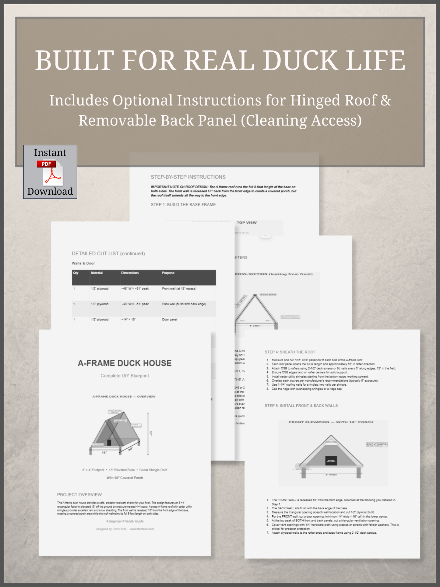DIY Duck House Plans (8x4 A-Frame) – Beginner-Friendly Blueprint with Step-by-Step Instructions, Materials List & Cut Guide