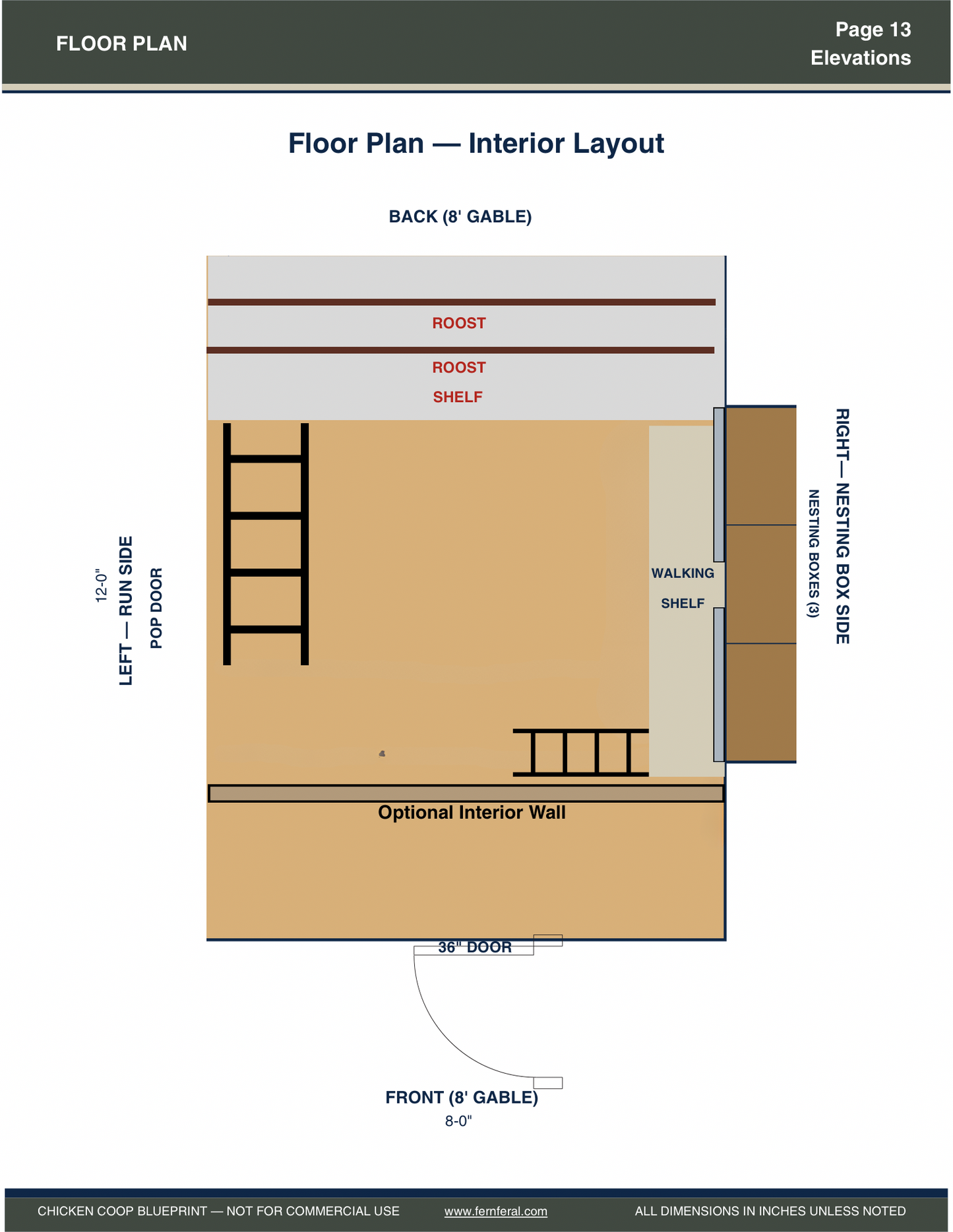 8x12 Walk-In Chicken Coop Plans with 12x16 Run | DIY Coop Blueprint | Greenhouse Shed or She Shed Conversion | Fern & Feral