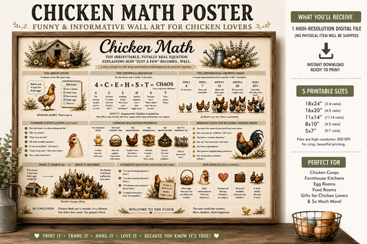 Chicken Math Vintage Farmhouse Poster – Funny Backyard Chicken Keeper Wall Art