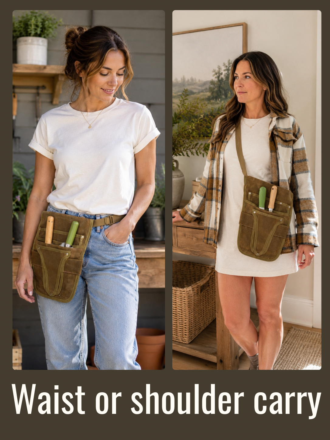 Waxed Canvas Personalized Engraved Garden Tool Holster (Unisex)