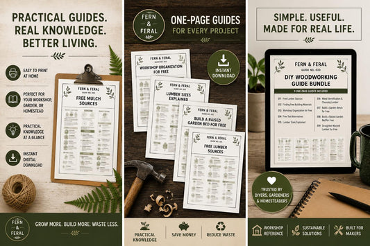 DIY Woodworking Printable Bundle | 9 One-Page Workshop Guides PDF | Beginner Woodworking & Homestead DIY Reference | Instant Download