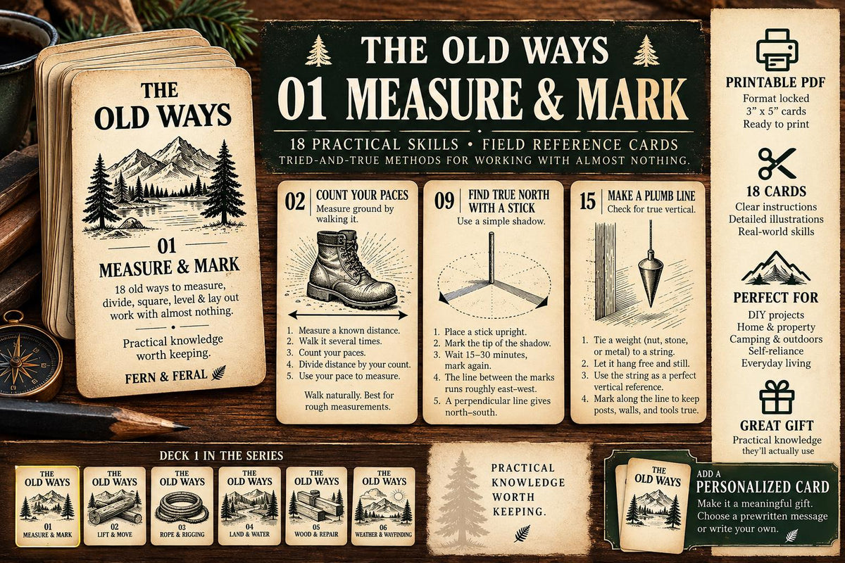 The Old Ways Complete Collection | 108 Printable Field Reference Cards | Homestead Outdoor DIY Skills | 6 Digital Field Decks